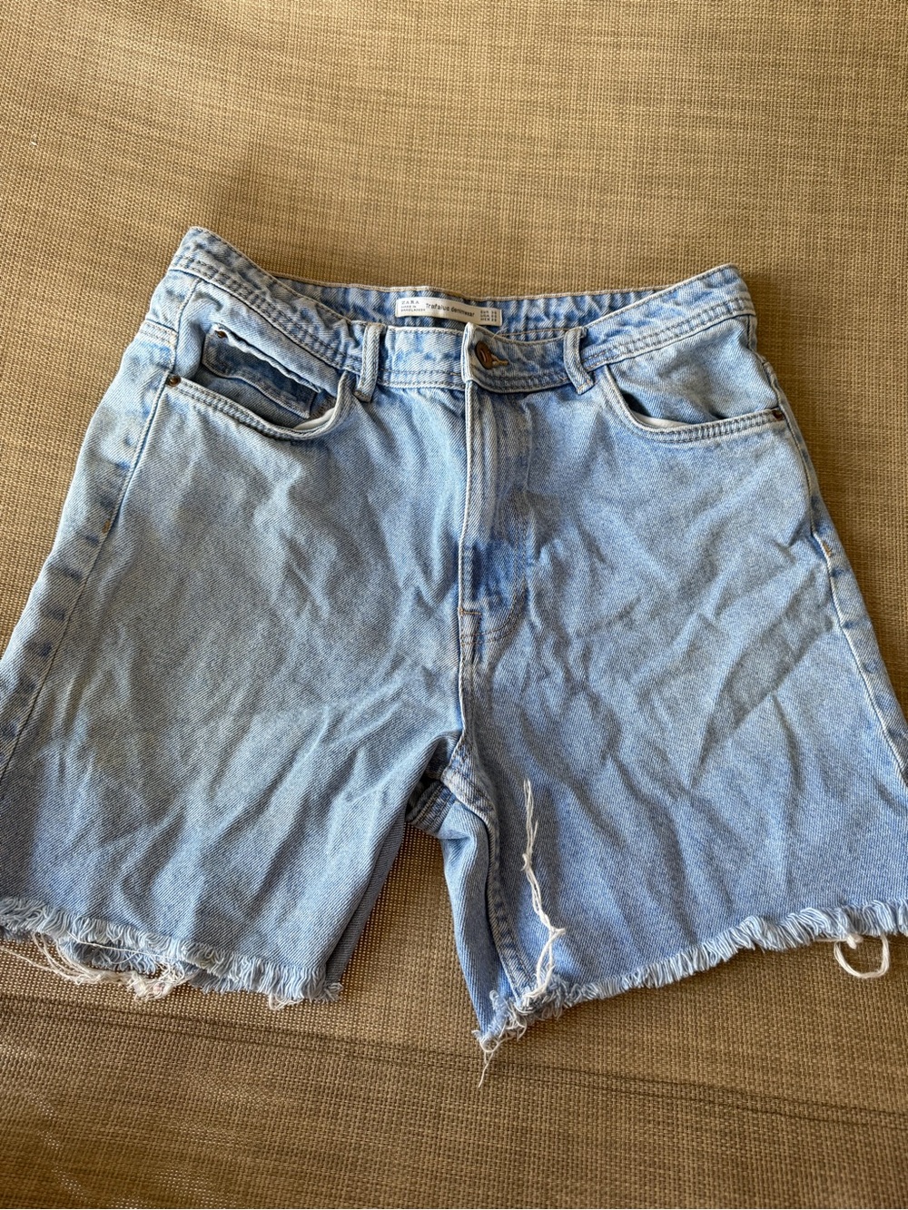 Zara Light Blue Denim Cutoff Shorts - Women's Casual Summer Style